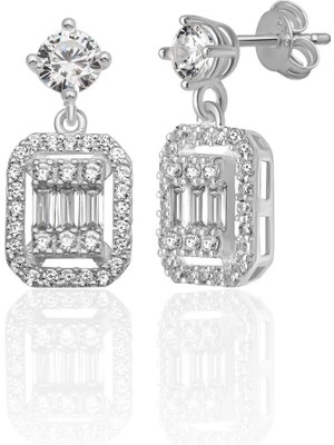 Azuris Silver 925 Ayar Gümüş Baget Zirkon Taşlı Saplamalı Küpe