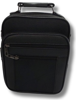 Braventa Collection Siyah Deri Erkek Çantası, Ayarlanabilir Askılı El ve Omuz Çantası, Orta Boy 19X15X7 cm TARZCAN15632