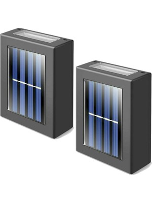 Braventa Collection 2 Adet Yeni Model Solar Çift Taraflı Beyaz Işık LED Duvar Lambası Güneş Enerjili Aydınlatma Dekorasy