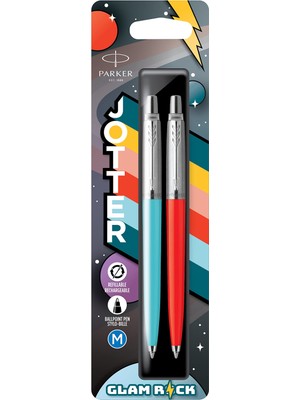 Braventa Collection Jotter Originals Tükenmez Kalemler | Rock Koleksiyonu | Azure Mavisi ve Vermilion | Mavi Mürekkep |