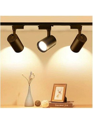 Braventa Collection Akdeniz Siyah Kasa Beyaz Renk 3 Adet 30W Vitrin Mağaza Armatürü 1 Metre Ray Spot Siyah