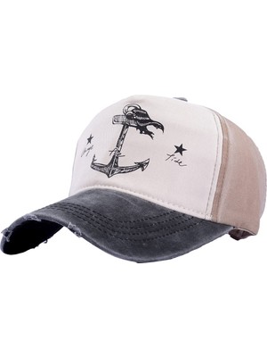 Braventa Collection Denizci Çapa Eskitme Retro Beyzbol Şapka Haki Yeşil