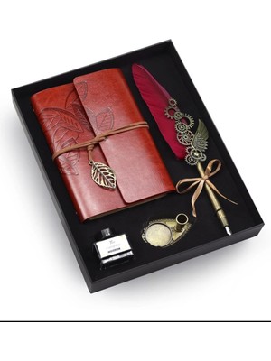 Braventa Collection Mr Nostalji Ajanda Divit Kalem Seti Mürekkepli Divit Kalem Seti Özel Tasarım Özel Hediye (Kahverengi