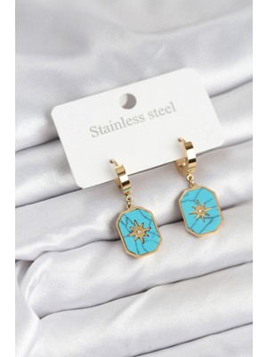 Ergün Collection 316L Çelik Gold Renk Kutup Yıldızı Model Kadın Küpe