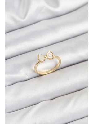 Ergün Collection Pirinç Gold Renk Fiyonk Model Kadın Yüzük