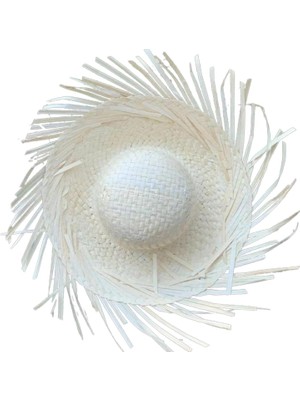 Ergün Collection Tropikal Parti Beyaz Hasır Hawaii Şapkası