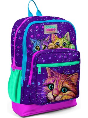 Braventa Collection High Mor Yavru Kediler Ilkokul ve Günlük Sırt Çantası - Kız Çocuk