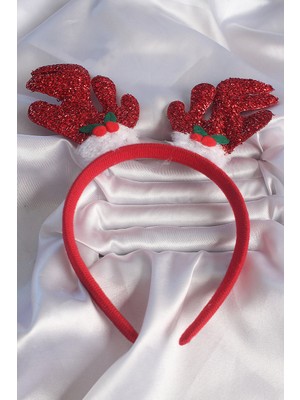 Ergün Collection Yılbaşı Temalı Simli Geyik Boynuzu Figürlü Taç