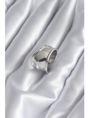 Ergün Collection Gümüş Renk Plaka Kadın Yüzük