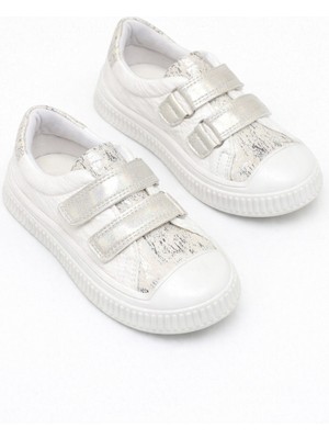 Papuccum Ortopedi Kız Çocuk Gümüş Yumuşak Ortopedik Kaydırmaz Taban Spor Ayakkabı