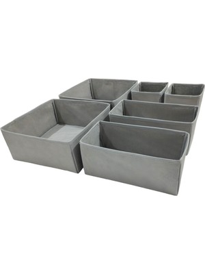 Braventa Collection Balkan Room 6'lı Gri Çekmece Içi Düzenleyici Organizer Set - Çok Amaçlı Dolap Içi Kutu Seti