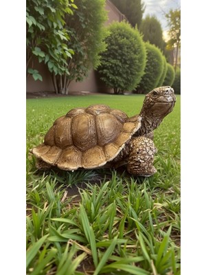 Braventa Collection Dekoratif Büyük Boy Kaplumbağa Heykeli Ev Bahçe Balkon Dekorasyon Biblo Heykel
