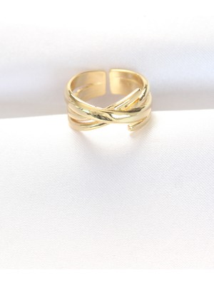 Ergün Collection Kalın Gold Renk Ayarlanabilir Yüzük