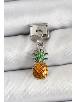 Ergün Collection 316L Çelik Sallantılı Ananas Model Gümüş Renk Nomination Charm