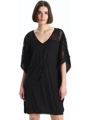 Lc Waikiki Yeni Sezon V Yaka Nakışlı Kadın Plaj Elbisesi