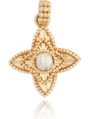 Berk Mücevherat 14 Ayar Altın Firuze Taşlı Yonca Figürlü Kolye Ucu