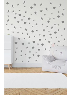 Braventa Collection Milyardabir Bebek Odası Sticker Yıldız Etiket, Çocuk Odası Sticker, Dekoratif Etiket, Gri (Gri)