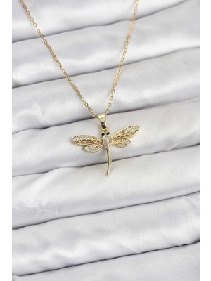 Ergün Collection 316L Çelik Zincir Gold Renk Yusufçuk Model Kadın Kolye