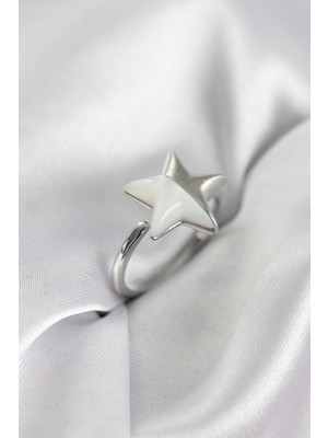 Ergün Collection Gümüş Renk Sedefli Yıldız Model Kadın Yüzük