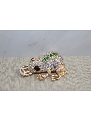 Ergün Collection Swarovski Taşlı Minik Figür - Kurbağa