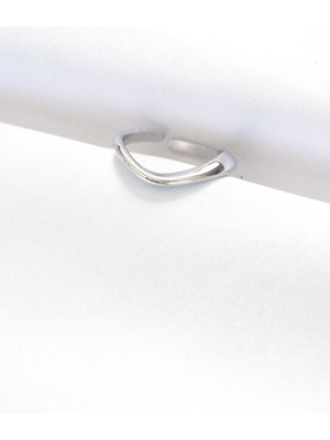 Ergün Collection Yassı Silver Renk Ayarlanabilir Yüzük