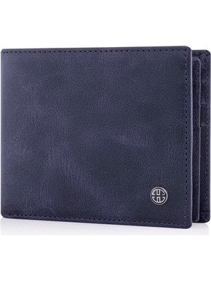 Braventa Collection Trusador Savona Klasik Erkek Cüzdanı Deri Bifold Rfıd Cüzdan Erkek Hediye Kutusu, Lacivert, Klasik