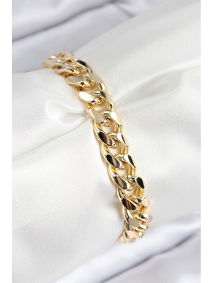 Ergün Collection Vıp Pirinç Zirkon Taşlı Klasik Zincir Model Gold Renk Kadın Bileklik
