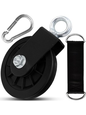 Braventa Collection Kablo Kasnağı, 90MM Dönebilen Sessiz Kasnak, Askı Kayışı ve Karabinalı, 360 Derece Ip Kasnağı, Ev Sp