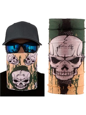 Ergün Collection Haki Kuru Kafa Baskılı Buff Bandana 25X48 cm