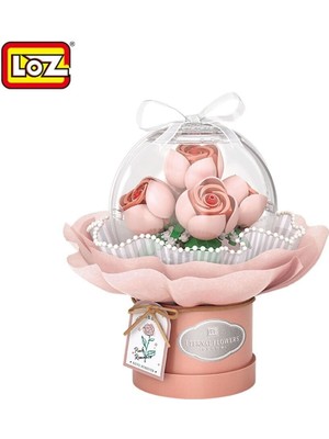 Ergün Collection LZ-1298 Loz Ledli Pembe Gül Buketi 285 Parça Block Oyuncak