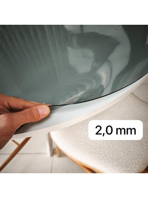 İzen Yuvarlak 2,0 mm Buzlu Siyah Şeffaf Pvc Masa Örtüsü Kalın Kaymaz Koruyucu Esnek Mika Asetat Muşamba