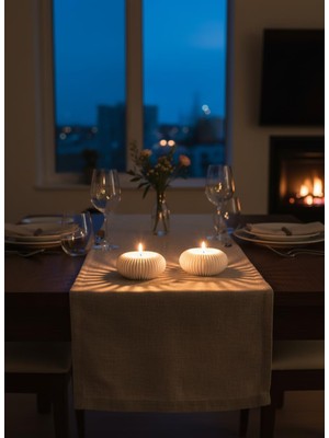 Braventa Collection Night Serisi Ikili Mumluk - Dekoratif Aydınlatma - Ev Dekorasyon - Tealight Mumluk (Beyaz)