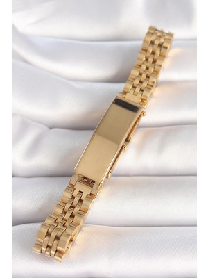 VeraGlobe Buğz 316L Çelik Gold Renk Zincir Künye Model Erkek Bileklik - Buğz