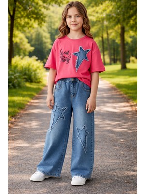 Miviko Kız Çocuk Takımı Alt Üst Set. Kısa.kollu.yazlık. Full Likralı Esnek Pamuk Kumaş Yuzde Yuz Süper Kalite