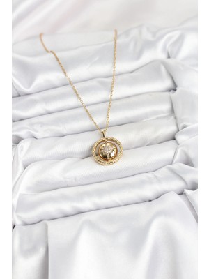 VeraGlobe Buğz 316L Çelik Zincir Gold Renk Kutup Yıldızı Model Kadın Kolye - Buğz