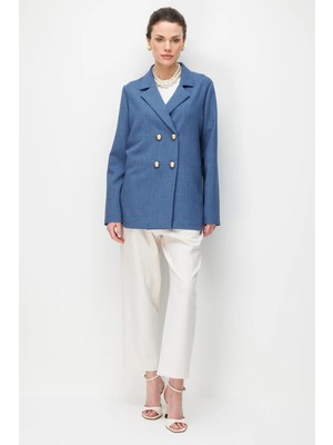 Esswaap Kruvaze Kapamalı Ceket  Mavi