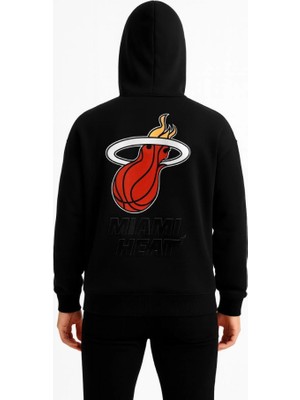 Emh Store Üç Iplik Kapüşonlu Ön ve Arka Baskılı Sweatshirt Hoodie - Siyah