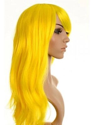 VeraGlobe Buğz Sarı Renk Uzun Parti Peruğu