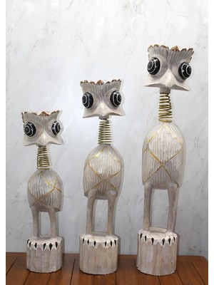 VeraGlobe Buğz Ahşap 3'lü Deve Kuşu Seti 90 cm