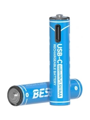 VeraGlobe Buğz Aaa Şarj Edilebilir 2'li 1.5V Usb-C Ince Pil