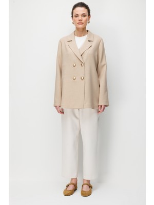 Esswaap Kruvaze Kapamalı Ceket  Bej