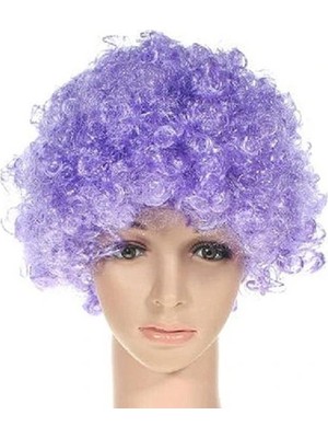 VeraGlobe Buğz Mor Renkli Kıvırcık Peruk