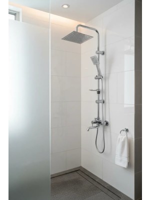 VeraGlobe Buğz Dubai Yeni Nesil Yağmurlama Etkili Krom Duş Robotu Seti - Fonksiyonel Tepe Duş Takımı ( Buğz )