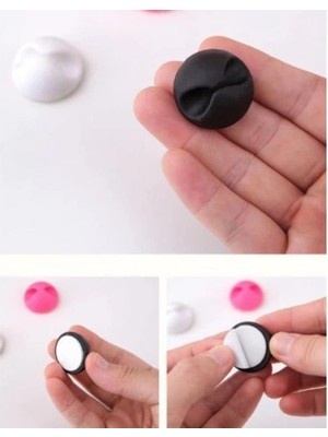 VeraGlobe Buğz Siyah Beyaz Kablo Sabitleme Klipsi 10'lu