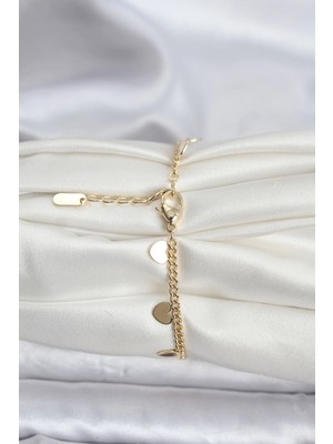 VeraGlobe Buğz 14K Gold Renk Kaplama Kalpli Model cm Kadın Bileklik - Buğz