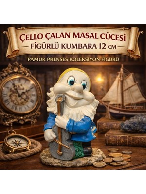 Çello Çalan Masal Cücesi Figürlü Kumbara 12 cm – Pamuk Prenses Koleksiyon Figürü