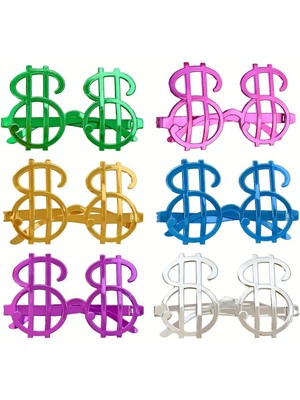 VeraGlobe Buğz Dolar Şekilli Metalize Parti Gözlüğü 6 Adet