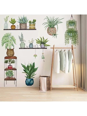 VeraGlobe Buğz Tropikal Bitkiler Duvar Stickerı Model D