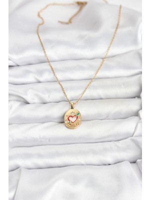 VeraGlobe Buğz 316L Çelik Zincir Gold Renk Kalp Figürlü Kadın Kolye - Buğz