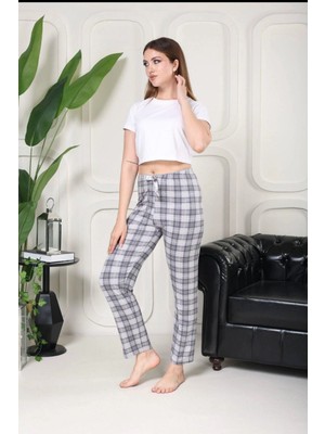 Giyim Beli Fiyonklu Rahat Kesim Pamuklu Tek Alt Pijama Kadın BYATI009